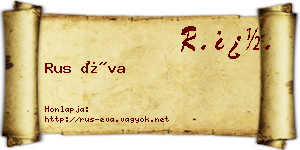 Rus Éva névjegykártya