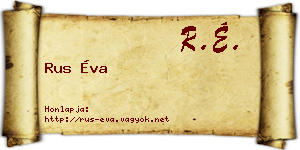 Rus Éva névjegykártya